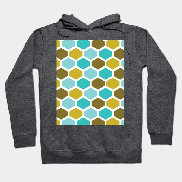 Bestagons Hexagon Mod Print Mid Century Pattern Hoodie by Shayna